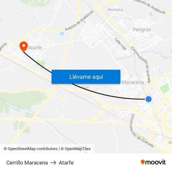 Cerrillo Maracena to Atarfe map