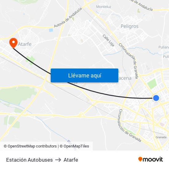 Estación Autobuses to Atarfe map