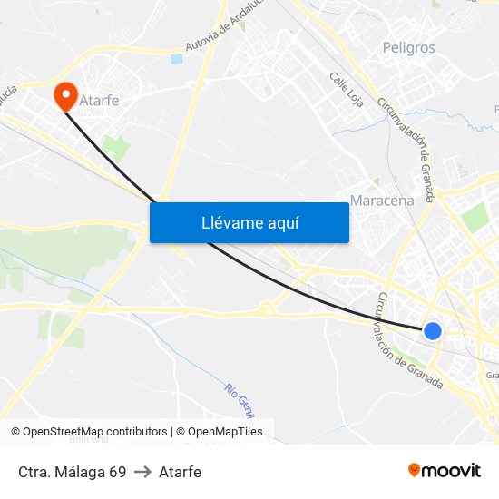 Ctra. Málaga 69 to Atarfe map