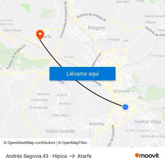 Andrés Segovia 43 - Hípica to Atarfe map