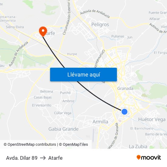 Avda. Dílar 89 to Atarfe map