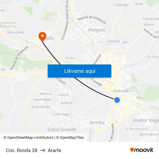 Cno. Ronda 38 to Atarfe map