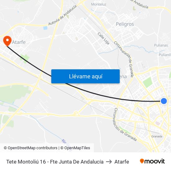 Tete Montoliú 16 - Fte Junta De Andalucía to Atarfe map