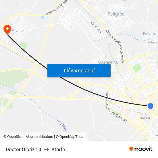Doctor Olóriz 14 to Atarfe map