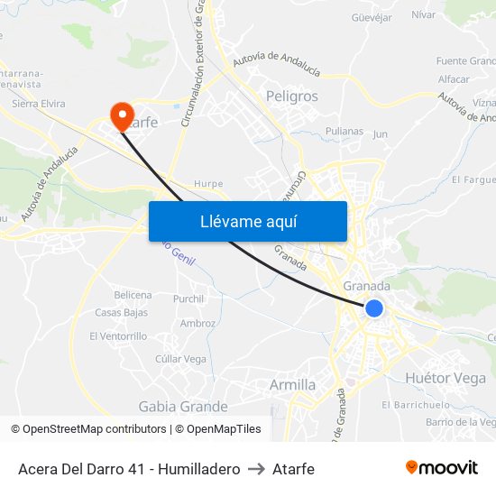Acera Del Darro 41 - Humilladero to Atarfe map