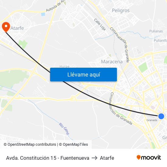 Avda. Constitución 15 - Fuentenueva to Atarfe map