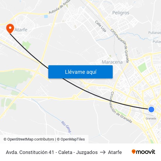 Avda. Constitución 41 - Caleta - Juzgados to Atarfe map