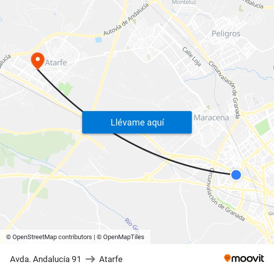 Avda. Andalucía 91 to Atarfe map