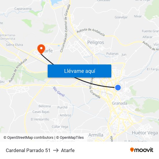 Cardenal Parrado 51 to Atarfe map