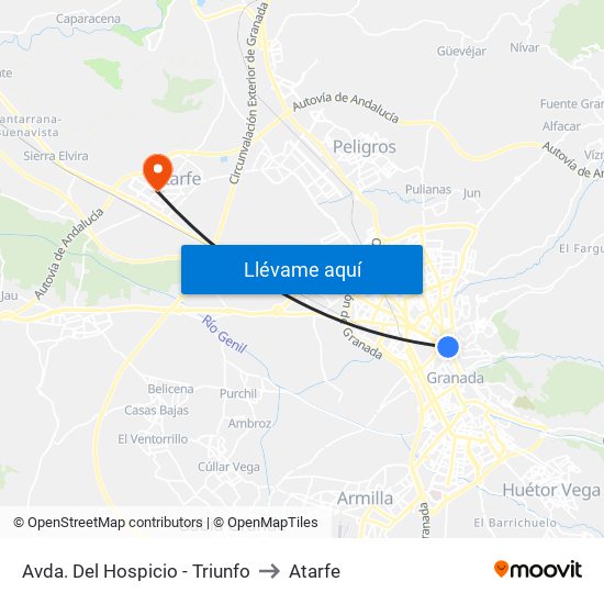 Avda. Del Hospicio - Triunfo to Atarfe map