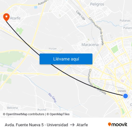 Avda. Fuente Nueva 5 - Universidad to Atarfe map