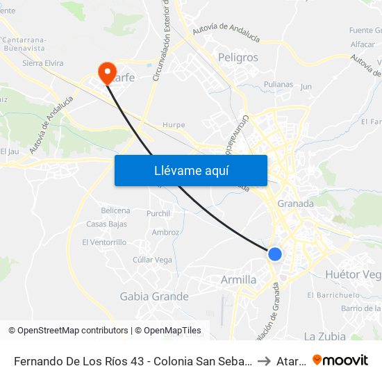 Fernando De Los Ríos 43 - Colonia San Sebastián to Atarfe map