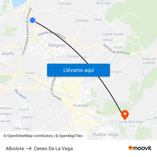 Albolote to Cenes De La Vega map