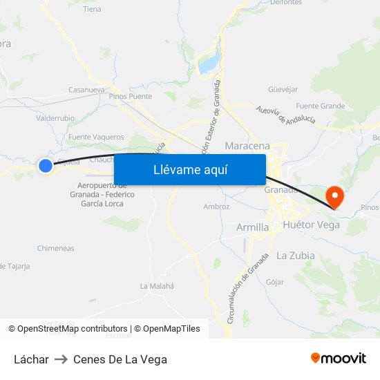 Láchar to Cenes De La Vega map