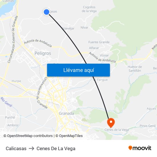 Calicasas to Cenes De La Vega map