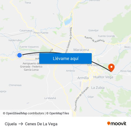 Cijuela to Cenes De La Vega map