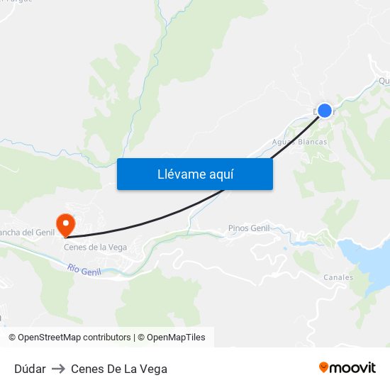Dúdar to Cenes De La Vega map