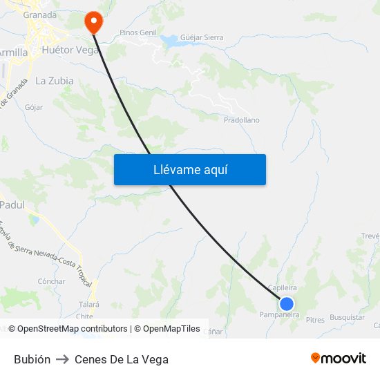 Bubión to Cenes De La Vega map