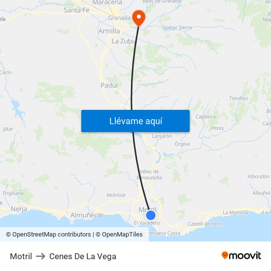 Motril to Cenes De La Vega map