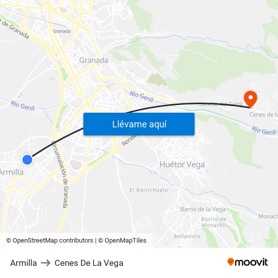Armilla to Cenes De La Vega map