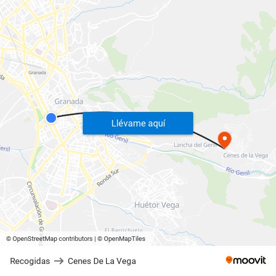 Recogidas to Cenes De La Vega map