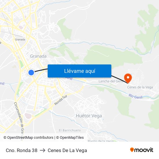 Cno. Ronda 38 to Cenes De La Vega map