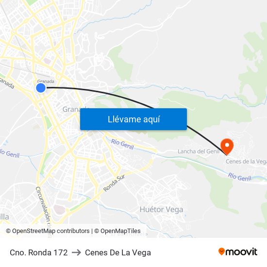 Cno. Ronda 172 to Cenes De La Vega map