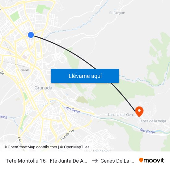 Tete Montoliú 16 - Fte Junta De Andalucía to Cenes De La Vega map