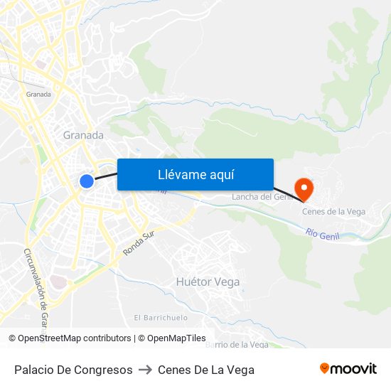 Palacio De Congresos to Cenes De La Vega map