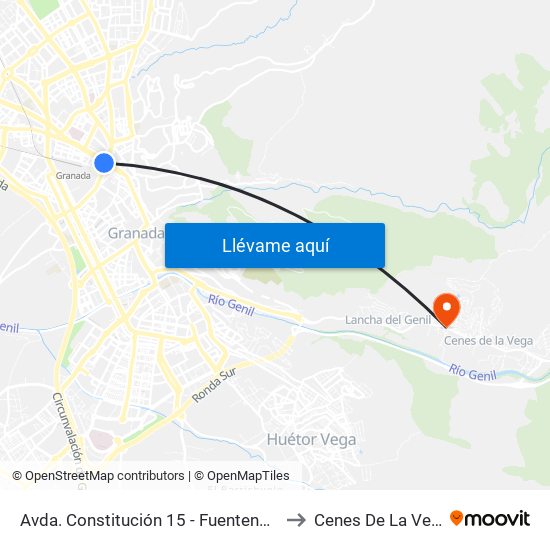 Avda. Constitución 15 - Fuentenueva to Cenes De La Vega map