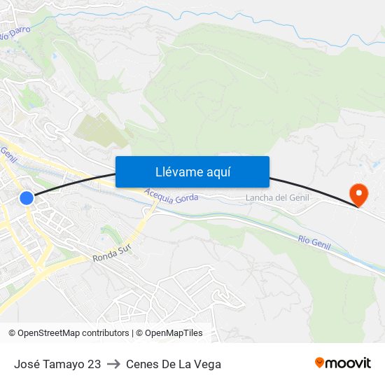 José Tamayo 23 to Cenes De La Vega map