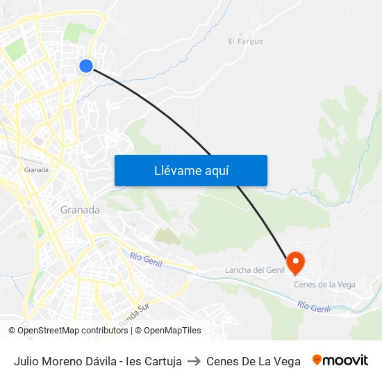 Julio Moreno Dávila - Ies Cartuja to Cenes De La Vega map