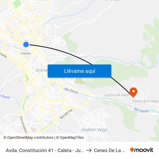 Avda. Constitución 41 - Caleta - Juzgados to Cenes De La Vega map
