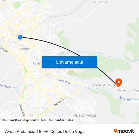 Avda. Andalucía 18 to Cenes De La Vega map