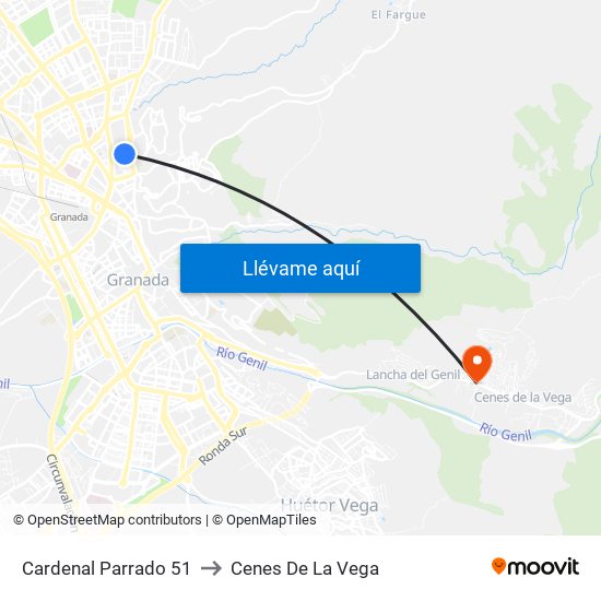 Cardenal Parrado 51 to Cenes De La Vega map
