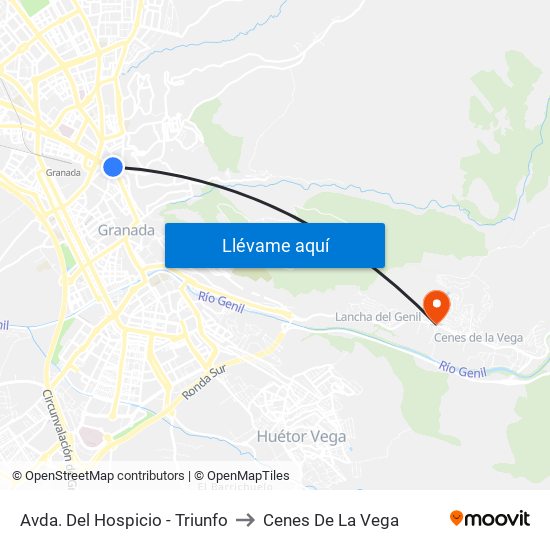Avda. Del Hospicio - Triunfo to Cenes De La Vega map