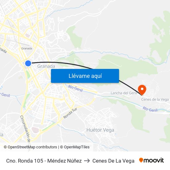 Cno. Ronda 105 - Méndez Núñez to Cenes De La Vega map