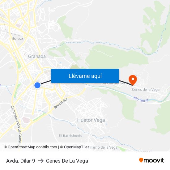 Avda. Dílar 9 to Cenes De La Vega map