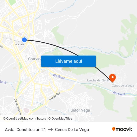 Avda. Constitución 21 to Cenes De La Vega map