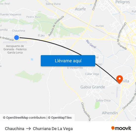 Chauchina to Churriana De La Vega map