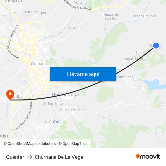 Quéntar to Churriana De La Vega map