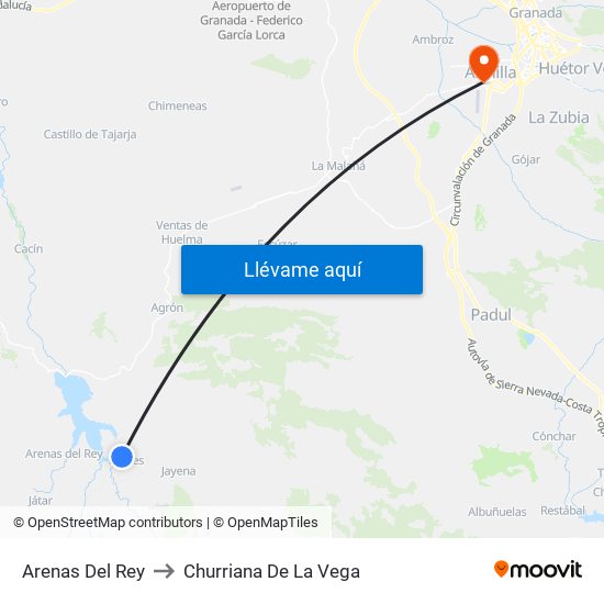 Arenas Del Rey to Churriana De La Vega map