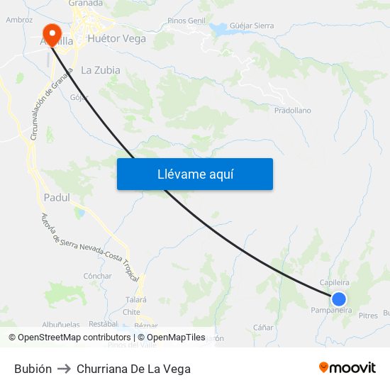 Bubión to Churriana De La Vega map