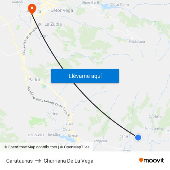 Carataunas to Churriana De La Vega map