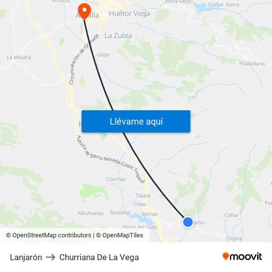 Lanjarón to Churriana De La Vega map