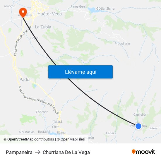 Pampaneira to Churriana De La Vega map