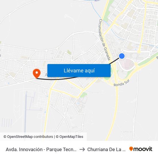 Avda. Innovación - Parque Tecnológico to Churriana De La Vega map