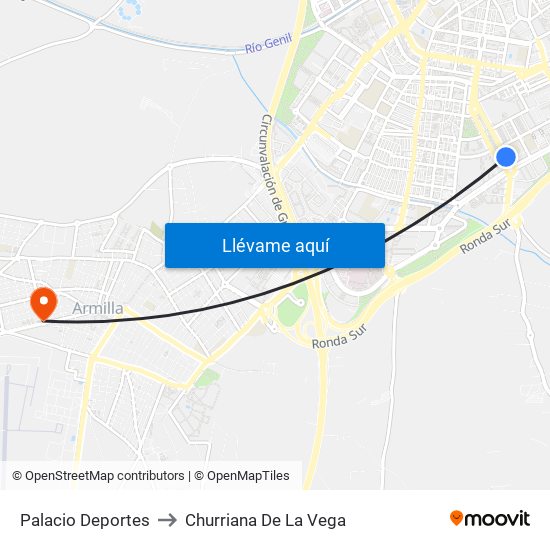 Palacio Deportes to Churriana De La Vega map
