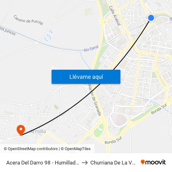 Acera Del Darro 98 - Humilladero to Churriana De La Vega map