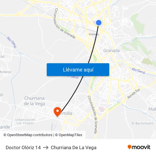 Doctor Olóriz 14 to Churriana De La Vega map